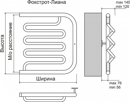 Фокстрот-Лиана AISI 500х500 Полотенцесушитель  TERMINUS Рыбинск - фото 3