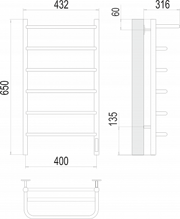 Полка П6 400х650 Электро (quick touch) Полотенцесушитель  TERMINUS Рыбинск - фото 3