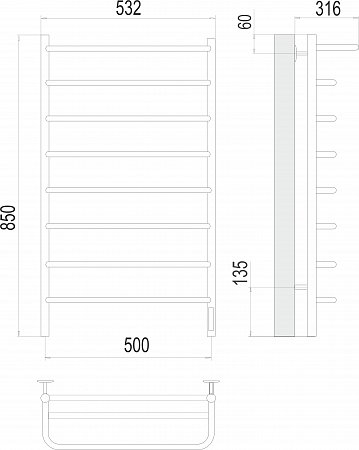 Полка П8 500х850 Электро (quick touch) Полотенцесушитель  TERMINUS Рыбинск - фото 3