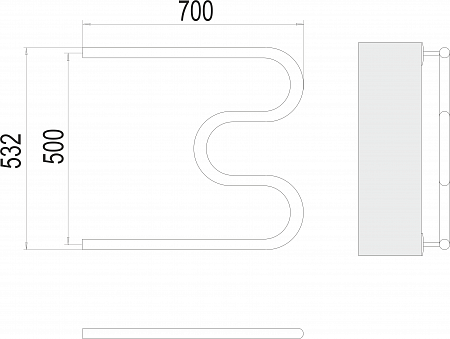 М-обр AISI 32х2 500х700 Полотенцесушитель  TERMINUS Рыбинск - фото 3