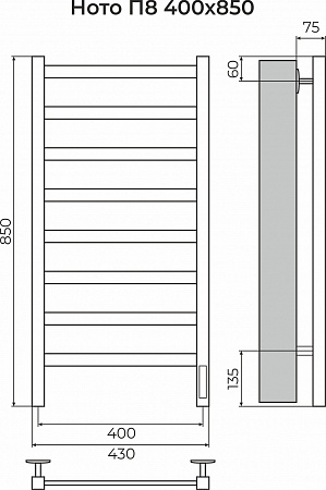 Ното П8 400х850 Электро (quick touch) Полотенцесушитель TERMINUS Рыбинск - фото 3