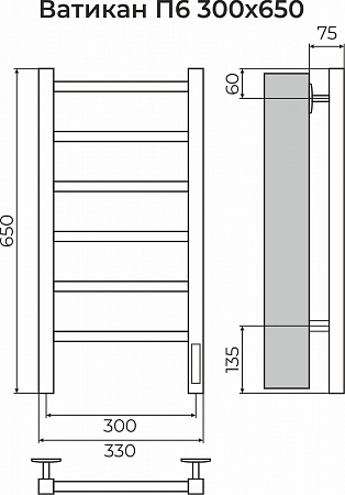 Ватикан П6 300х650 Электро (quick touch) Полотенцесушитель TERMINUS Рыбинск - фото 3