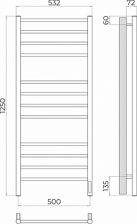 Аврора П12 500х1250 Электро (quick touch) Полотенцесушитель TERMINUS Рыбинск - фото 3