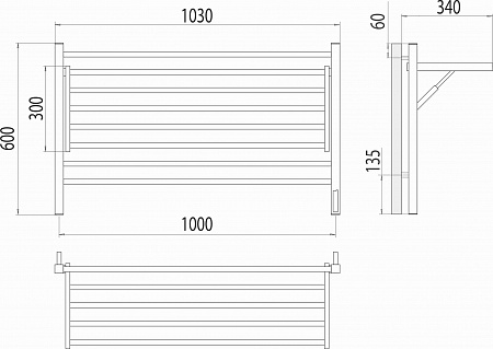 Горизонт П8 1000х600 электро КС ЧЕРНЫЙ МУАР (sensor quick touch) Полотенцесушитель TERMINUS Рыбинск - фото 5